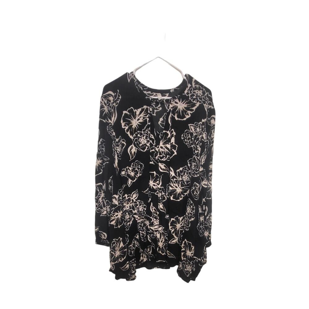 Free People Swing Out of it Black Floral Tunic Flowy Oversized dress sz Medium - Picture 4 of 11